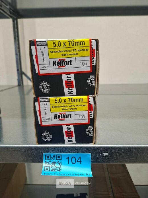 Kelfort spaanplaatschroef 5x70 PZ-2 - deeldraad 2x 100st – foto 3 – kavel bij Belga Veilingen, Bree
