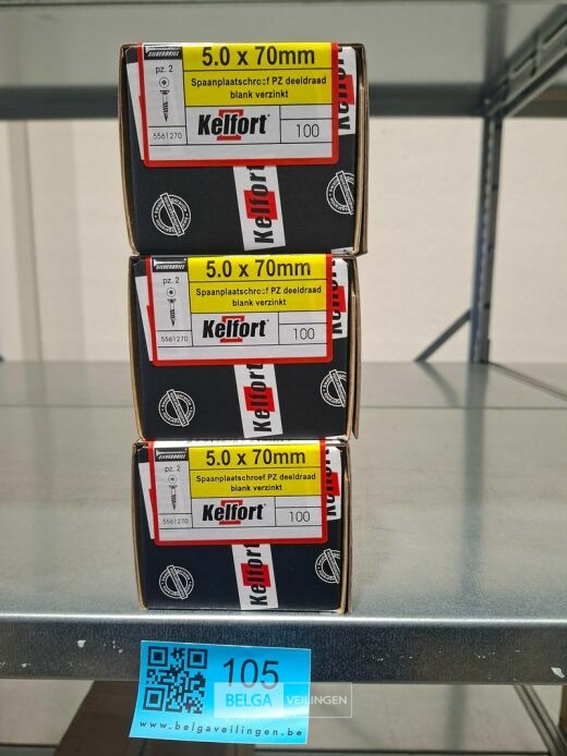 Kelfort spaanplaatschroef 5x70 PZ-2 - deeldraad 3x 100st – foto 3 – kavel bij Belga Veilingen, Bree