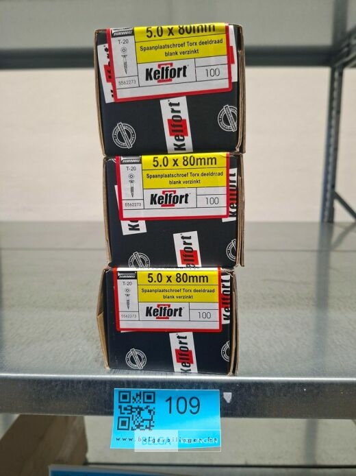Kelfort spaanplaatschroef 5x80 torx - deeldraad 3x 100st – foto 2 – kavel bij Belga Veilingen, Bree