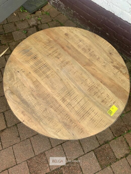 Ronde tafel met houten blad – foto 4 – kavel bij Belga Veilingen, Knokke