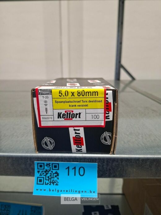 Kelfort spaanplaatschroef 5x80 torx - deeldraad 10x 100st – foto 2 – kavel bij Belga Veilingen, Bree