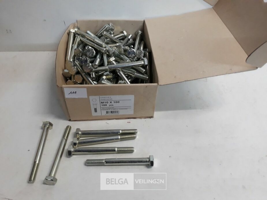 1 x Zeskantbout verzinkt M10x100 100 stuks – foto 2 – kavel bij Belga Veilingen, Oudsbergen