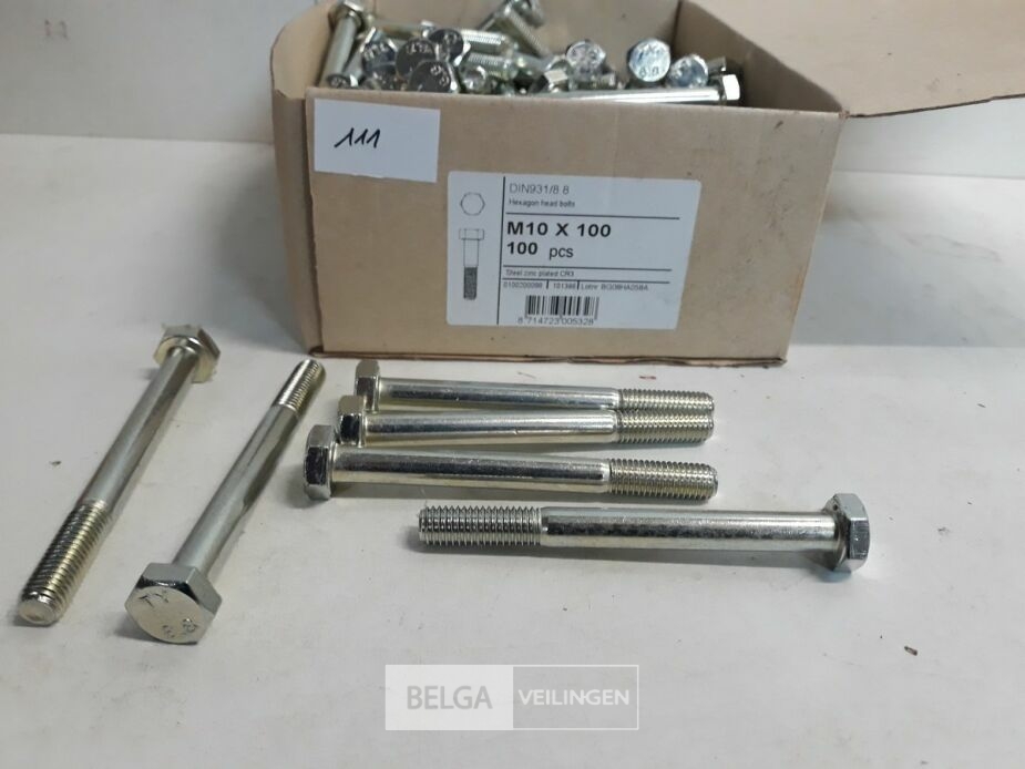 1 x Zeskantbout verzinkt M10x100 100 stuks – foto 3 – kavel bij Belga Veilingen, Oudsbergen