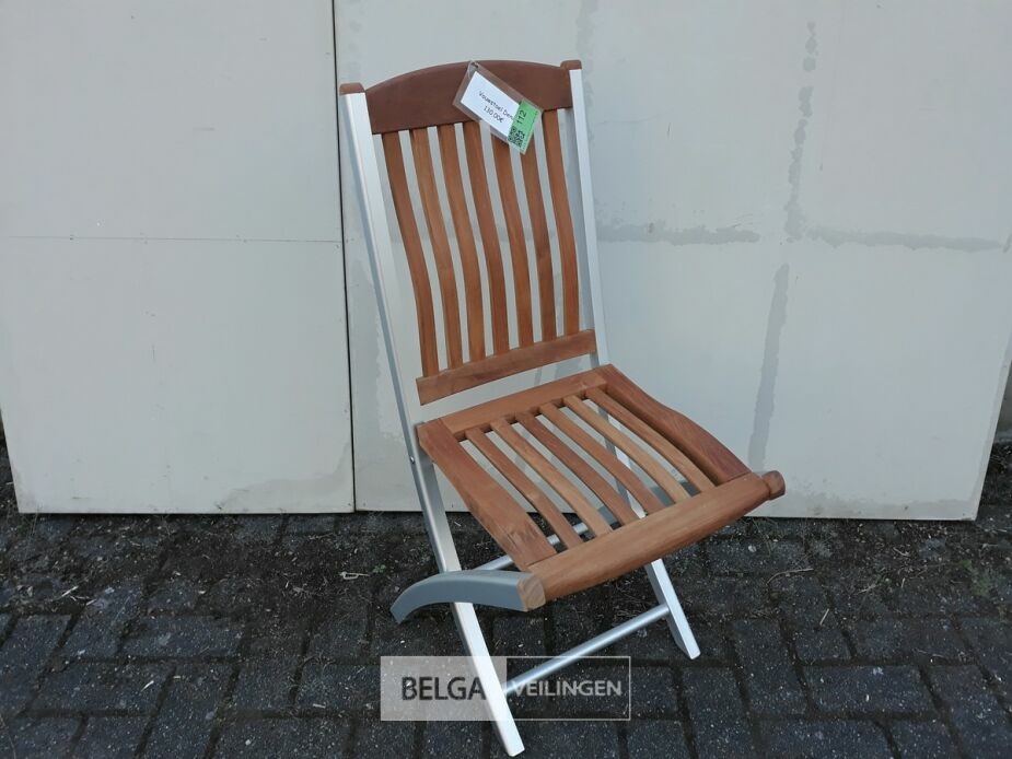 2 x Tuinstoel opklapbaar aluminium/teak – foto 2 – kavel bij Belga Veilingen, Oudsbergen