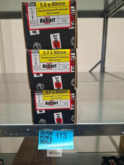 Kelfort spaanplaatschroef 5x90 PZ-2 - deeldraad 3x 100st – foto 4 – kavel bij Belga Veilingen, Bree