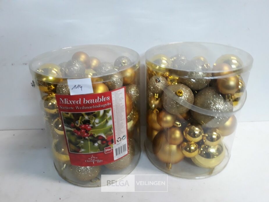 2 x Kerstballen goud 50 stuks – foto 3 – kavel bij Belga Veilingen, Oudsbergen