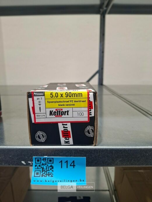 Kelfort spaanplaatschroef 5x90 PZ-2 - deeldraad 10x 100st – foto 2 – kavel bij Belga Veilingen, Bree