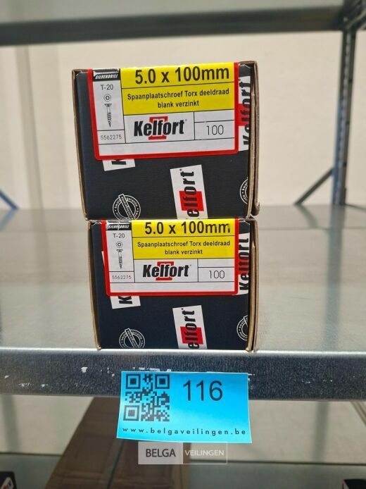 Kelfort spaanplaatschroef 5x100 torx - deeldraad 2x 100st – foto 3 – kavel bij Belga Veilingen, Bree