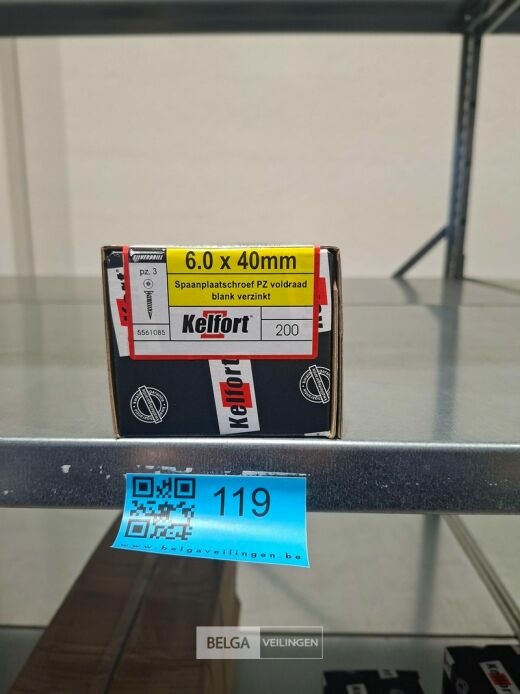 Kelfort spaanplaatschroef 6x40 PZ-2 - voldraad 10x 200st – foto 2 – kavel bij Belga Veilingen, Bree