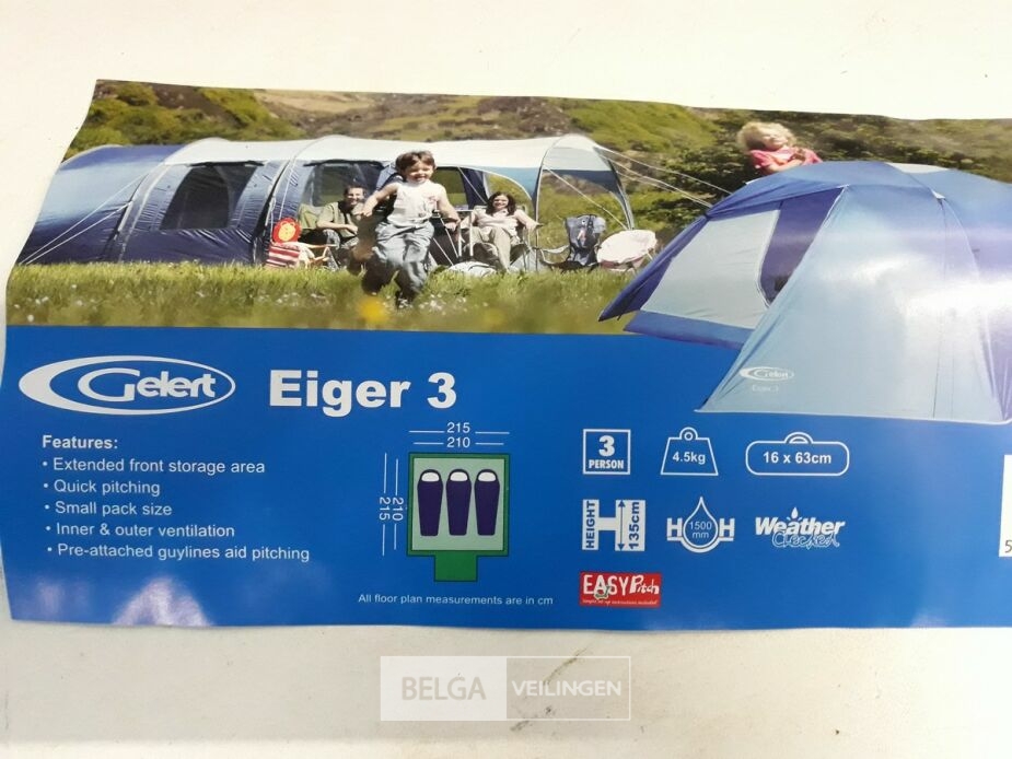 1 x Kampeertent 3 personen Gelert Eiger 3 – foto 3 – kavel bij Belga Veilingen, Oudsbergen