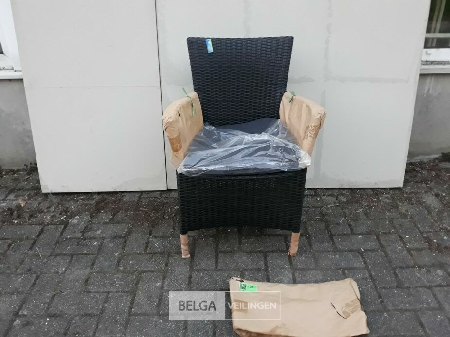 1 x Tuinstoel aluminium gevlochten rotan met kussen – foto 2 – kavel bij Belga Veilingen, Oudsbergen