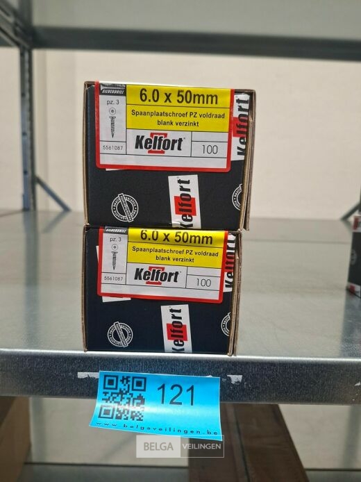 Kelfort spaanplaatschroef 6x50 PZ-2 - voldraad 2x 100st – foto 3 – kavel bij Belga Veilingen, Bree