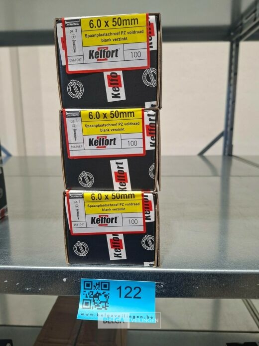 Kelfort spaanplaatschroef 6x50 PZ-2 - voldraad 3x 100st – foto 2 – kavel bij Belga Veilingen, Bree
