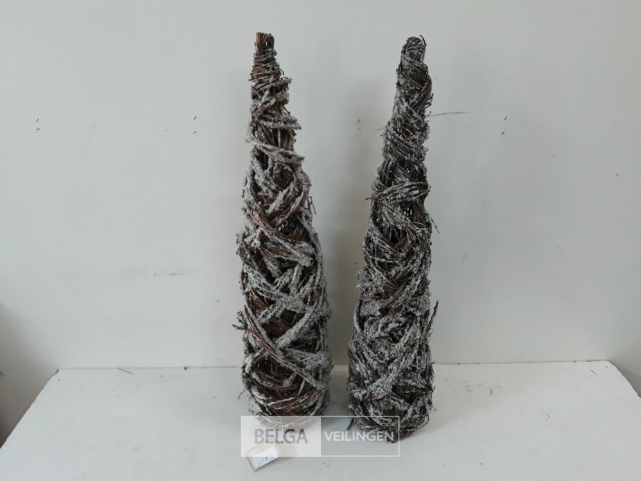 2 x Kerstkegel takken met frost 60 cm – foto 2 – kavel bij Belga Veilingen, Oudsbergen