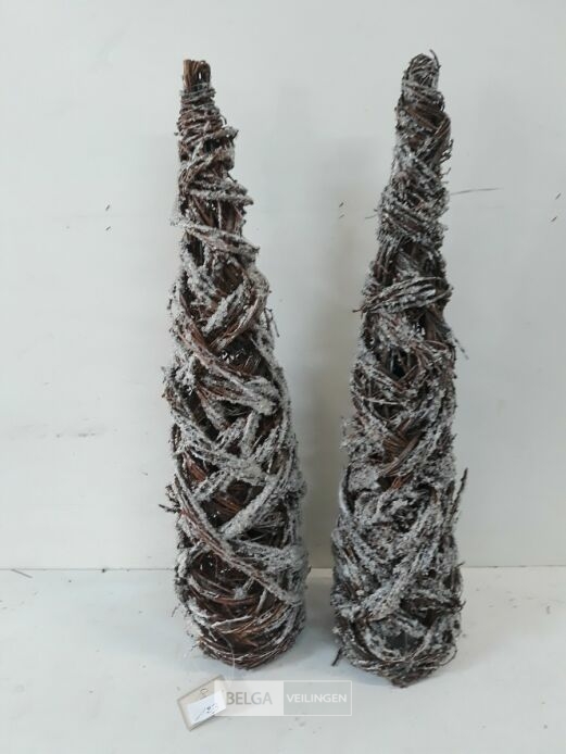 2 x Kerstkegel takken met frost 60 cm – foto 3 – kavel bij Belga Veilingen, Oudsbergen