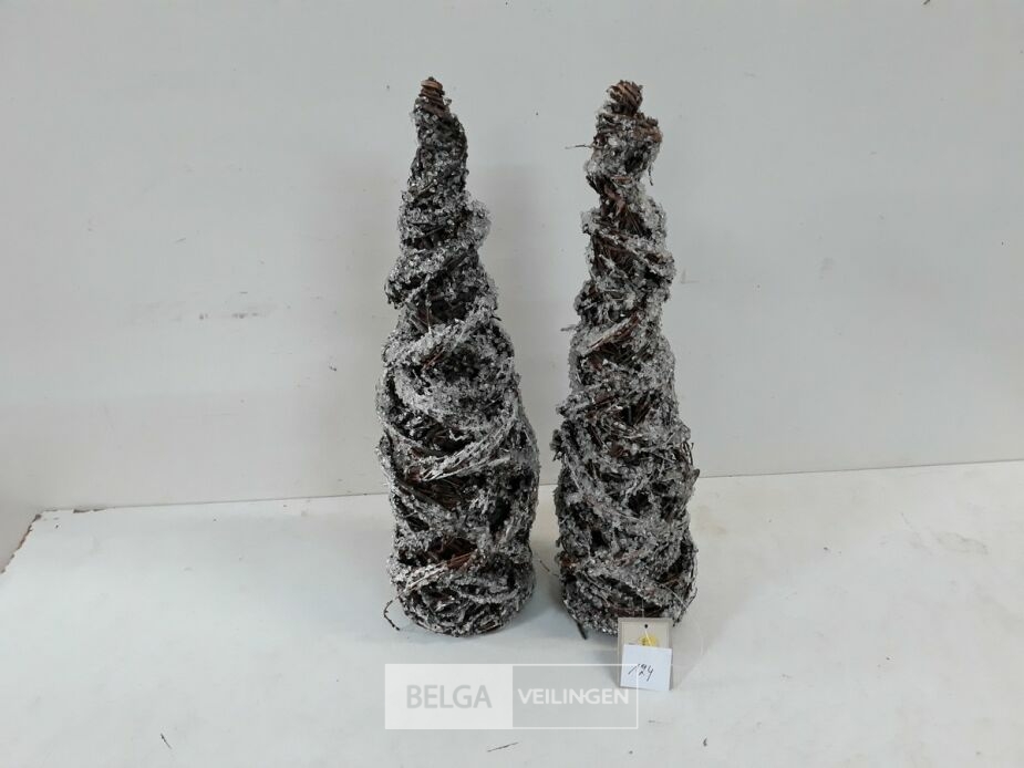 2 x Kerstkegel takken met frost 40 cm – foto 2 – kavel bij Belga Veilingen, Oudsbergen