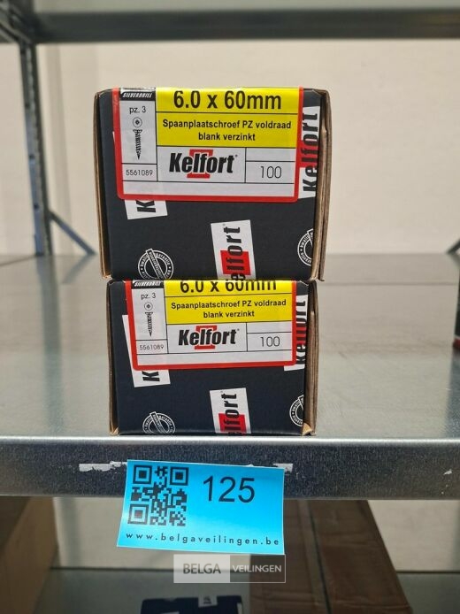Kelfort spaanplaatschroef 6x60 PZ-3 - voldraad 2x 100st – foto 3 – kavel bij Belga Veilingen, Bree