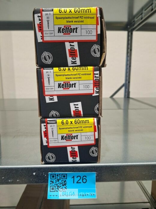Kelfort spaanplaatschroef 6x60 PZ-3 - voldraad 3x 100st – foto 3 – kavel bij Belga Veilingen, Bree