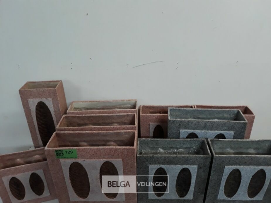 10 x Vaas polyester mix roodbruin-grijs – foto 3 – kavel bij Belga Veilingen, Oudsbergen