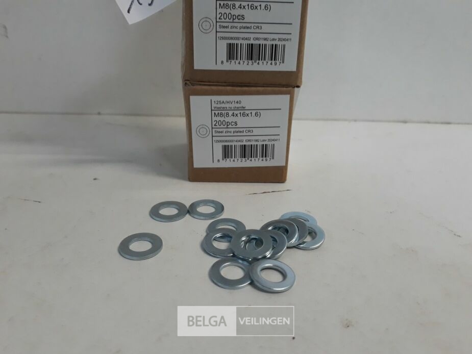 3 x Rondellen verzinkt M 8 200 stuks – foto 3 – kavel bij Belga Veilingen, Oudsbergen