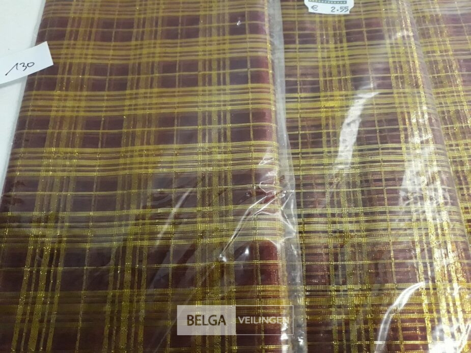 5 x Decostof bordeaux/goud 34cm x 3M – foto 3 – kavel bij Belga Veilingen, Oudsbergen