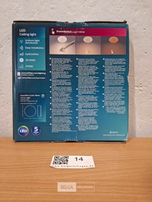 Philips plafondlamp led 1300 lumen 15W 2700K IP20 – foto 3 – kavel bij Belga Veilingen, Bree