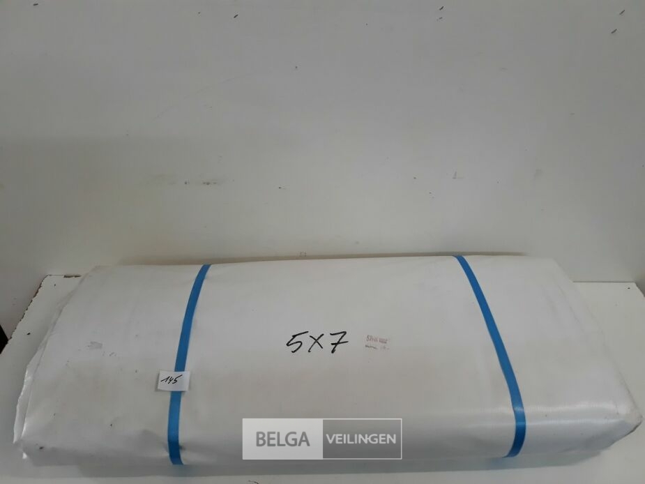 1 x Afdekzeil met ogen 100% waterdicht uit tentzeil wit 5x7M – foto 3 – kavel bij Belga Veilingen, Oudsbergen