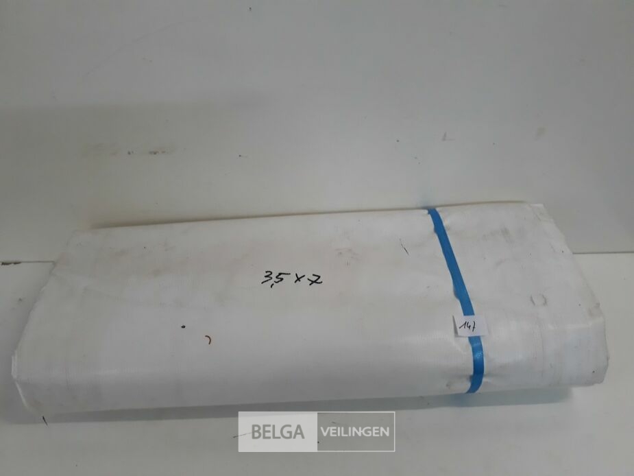 1 x Afdekzeil met ogen 100% waterdicht uit tentzeil wit 3,5x7M – foto 2 – kavel bij Belga Veilingen, Oudsbergen