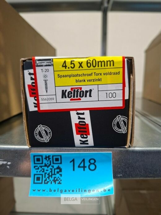 Kelfort spaanplaatschroef 4,5x60 torx - voldraad 10x 100st – foto 2 – kavel bij Belga Veilingen, Bree