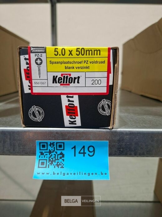 Kelfort spaanplaatschroef 5x50 PZ-2 - voldraad 10x 200st – foto 3 – kavel bij Belga Veilingen, Bree