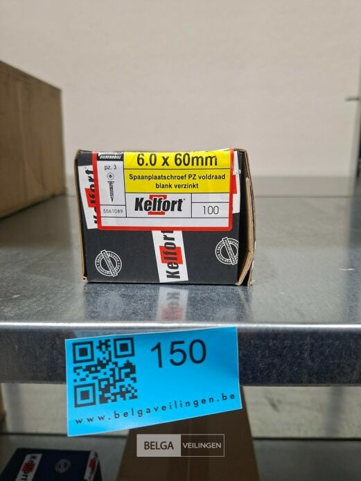 Kelfort spaanplaatschroef 6x60 PZ-3 - voldraad 10x 100st – foto 3 – kavel bij Belga Veilingen, Bree