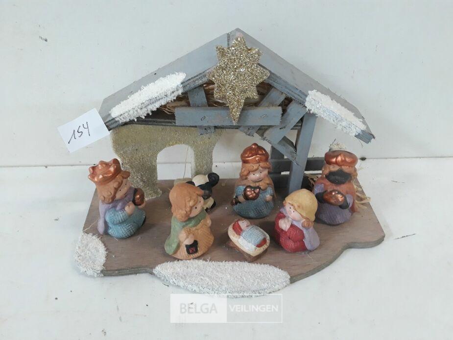 1 x Kerststal met figuurtjes – foto 2 – kavel bij Belga Veilingen, Oudsbergen