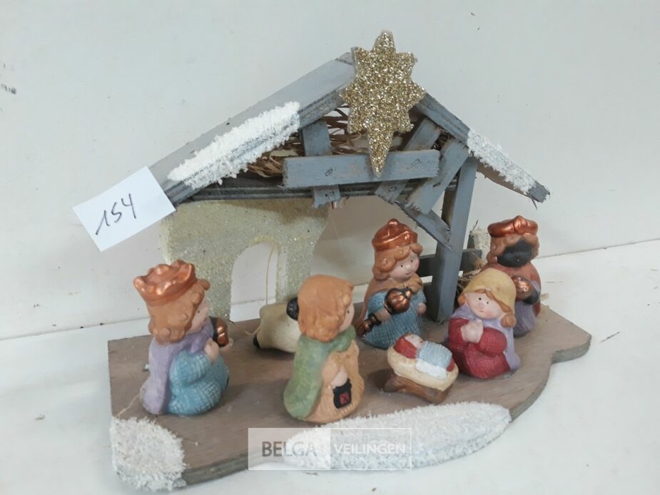 1 x Kerststal met figuurtjes – foto 3 – kavel bij Belga Veilingen, Oudsbergen