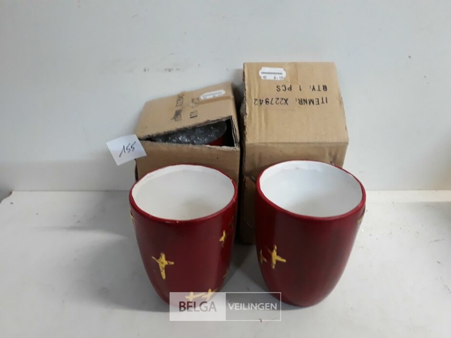 4 x Kaarshouder 13 cm rood – foto 2 – kavel bij Belga Veilingen, Oudsbergen