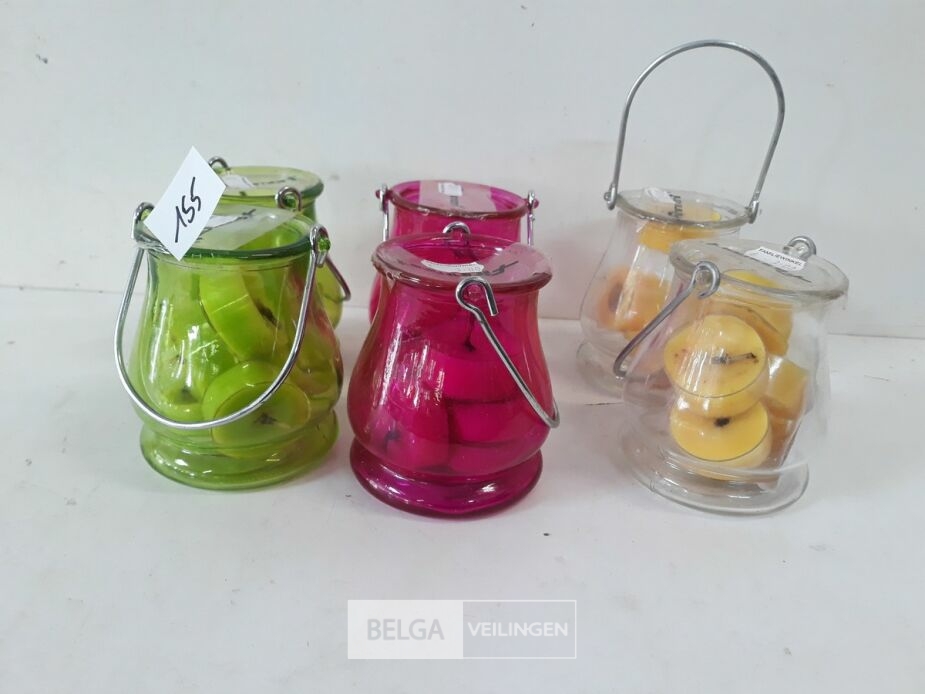 6 x T-lichtjes 5 stuks in glazen potje mix kleuren – foto 3 – kavel bij Belga Veilingen, Oudsbergen