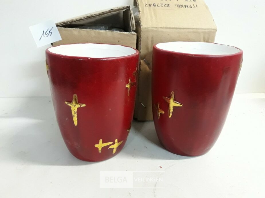 4 x Kaarshouder 13 cm rood – foto 3 – kavel bij Belga Veilingen, Oudsbergen