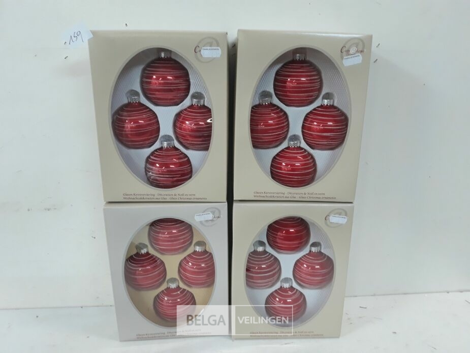 4 x Kerstballen glas 4 stuks rood – foto 2 – kavel bij Belga Veilingen, Oudsbergen
