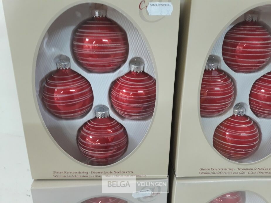 4 x Kerstballen glas 4 stuks rood – foto 3 – kavel bij Belga Veilingen, Oudsbergen
