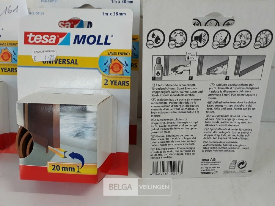 6 x Tesa zelfklevende tochtstrip 20mm bruin 1M – foto 3 – kavel bij Belga Veilingen, Oudsbergen