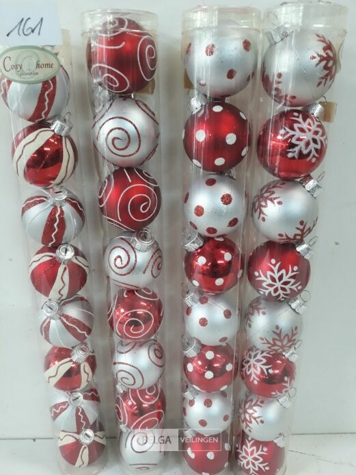 4 x Kerstballen pvc 8 stuks rood/zilver – foto 3 – kavel bij Belga Veilingen, Oudsbergen