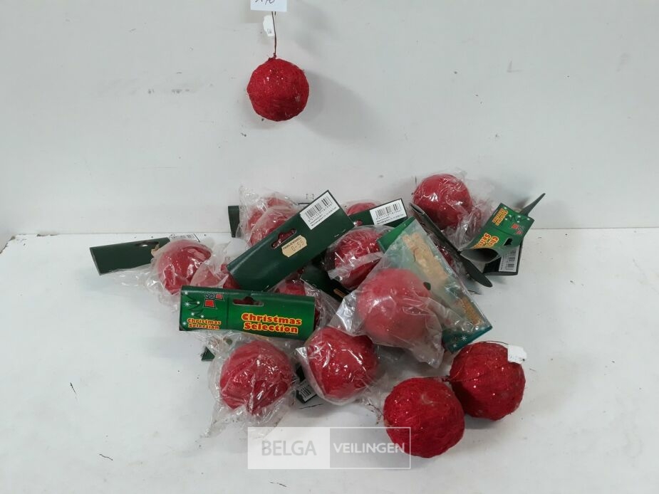 18 x Kerstbal sisal rood 7 cm – foto 3 – kavel bij Belga Veilingen, Oudsbergen