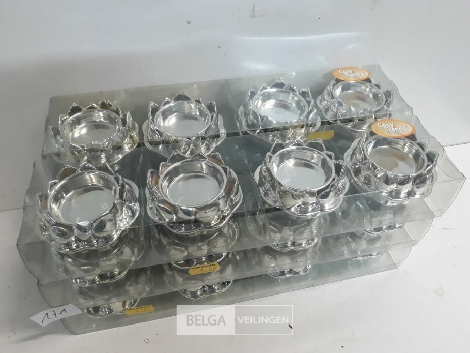6 x T-lichthouder zilver 4 stuks 7,5 cm – foto 3 – kavel bij Belga Veilingen, Oudsbergen