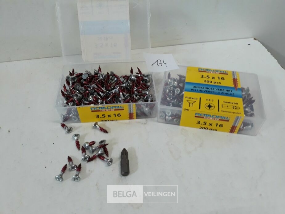 2 x houtschroeven 3,5x16mm 200 stuks – foto 2 – kavel bij Belga Veilingen, Oudsbergen