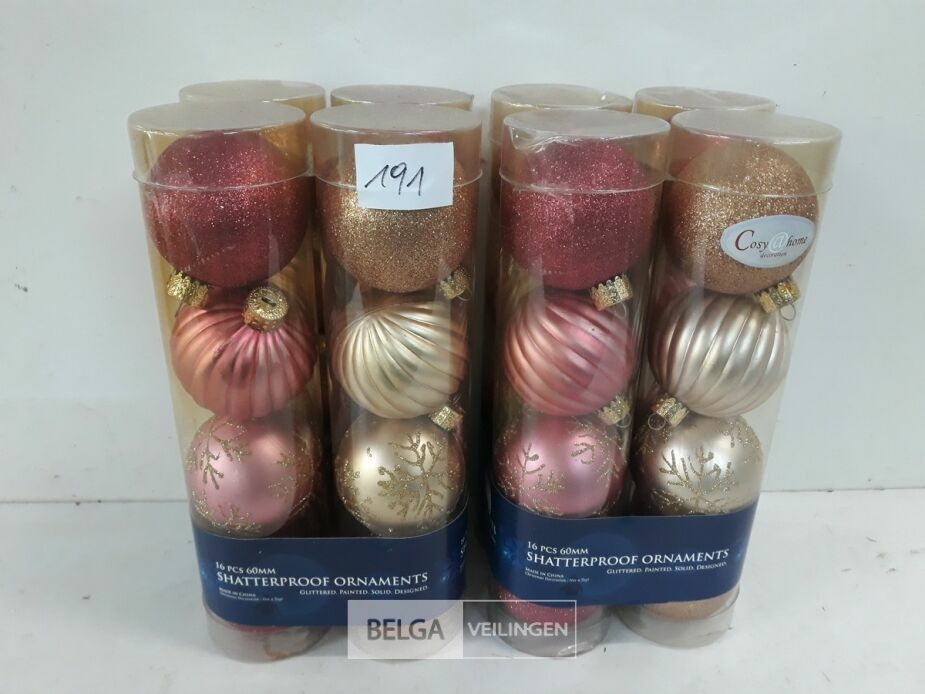 2 x Kerstballen 16 stuks pvc roze/goud – foto 2 – kavel bij Belga Veilingen, Oudsbergen