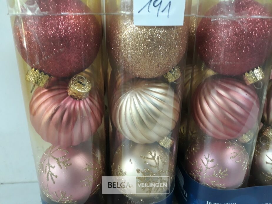 2 x Kerstballen 16 stuks pvc roze/goud – foto 3 – kavel bij Belga Veilingen, Oudsbergen