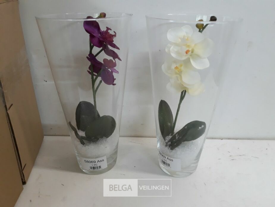 2 x Kunstbloem in vaas 28 cm – foto 3 – kavel bij Belga Veilingen, Oudsbergen