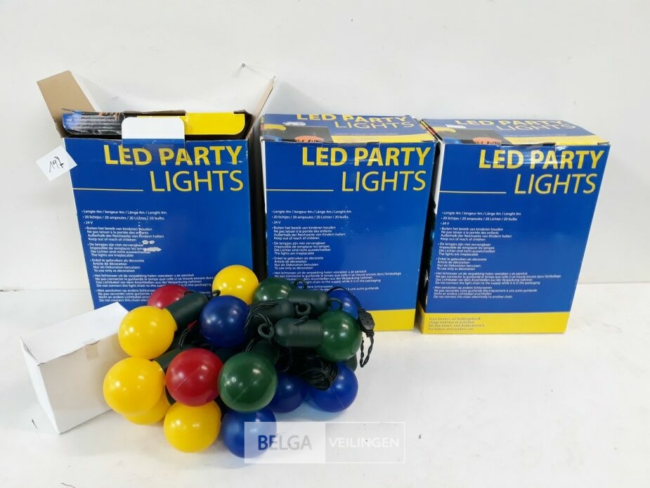 3 x Party-lights 20 LED lengte 4M – foto 2 – kavel bij Belga Veilingen, Oudsbergen