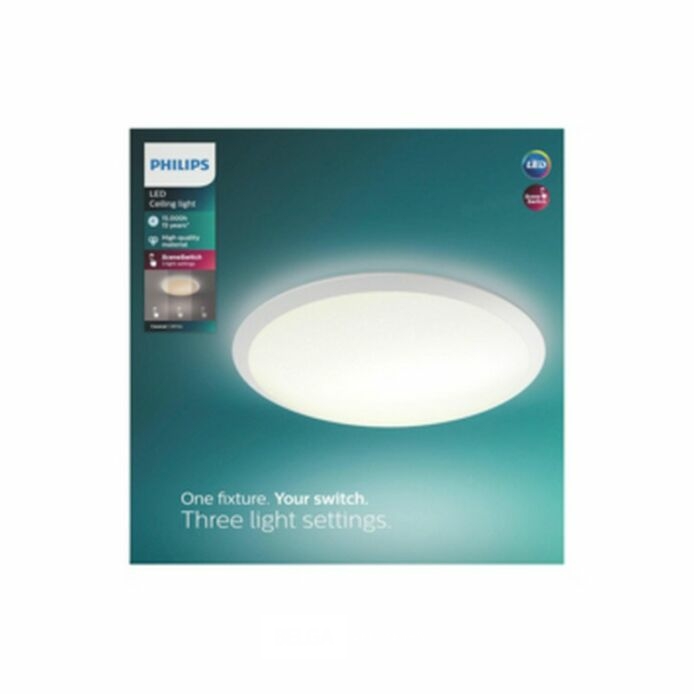 Philips plafonnière Canaval met geïntegreerde LED 1500 Lm 18 W warmwit rond wit – foto 2 – kavel bij Belga Veilingen, Bree