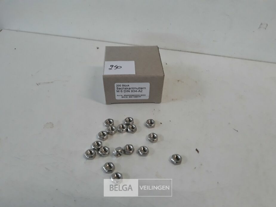 1 x Zeskantmoer INOX A2 M 6 200 stuks – foto 2 – kavel bij Belga Veilingen, Oudsbergen