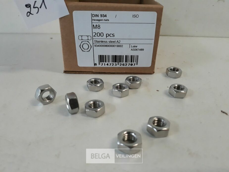 1 x Zeskantmoer INOX A2 M 8 200 stuks – foto 4 – kavel bij Belga Veilingen, Oudsbergen